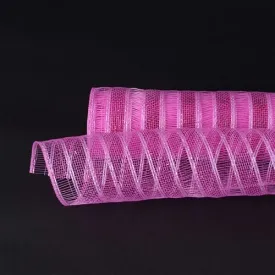 Hot Pink - Deco Mesh Eyelash Metallic Stripes (10 Inch x 10 Yards)
