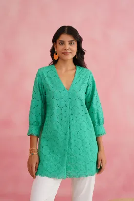 Jungle Green Cutwork Top