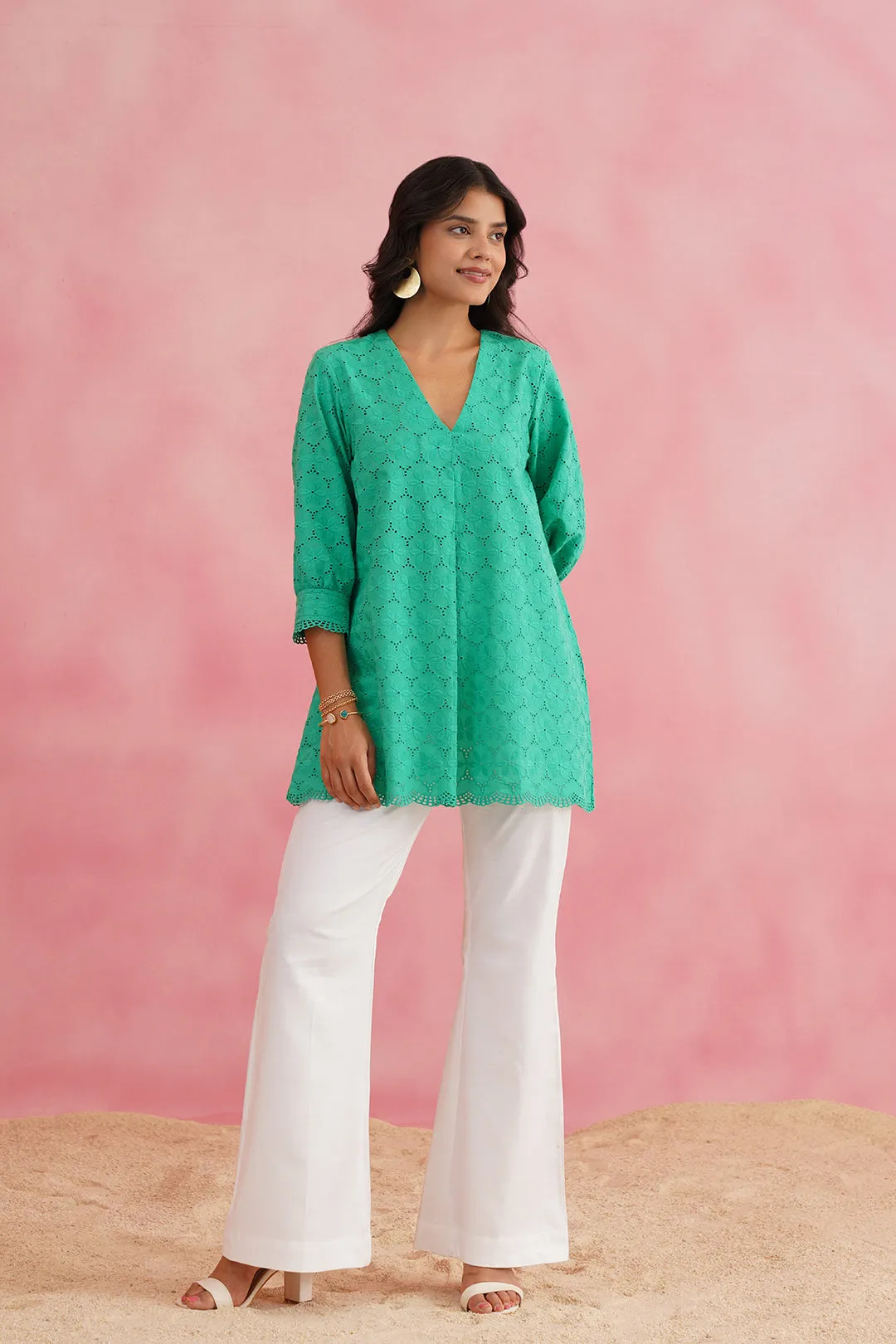 Jungle Green Cutwork Top