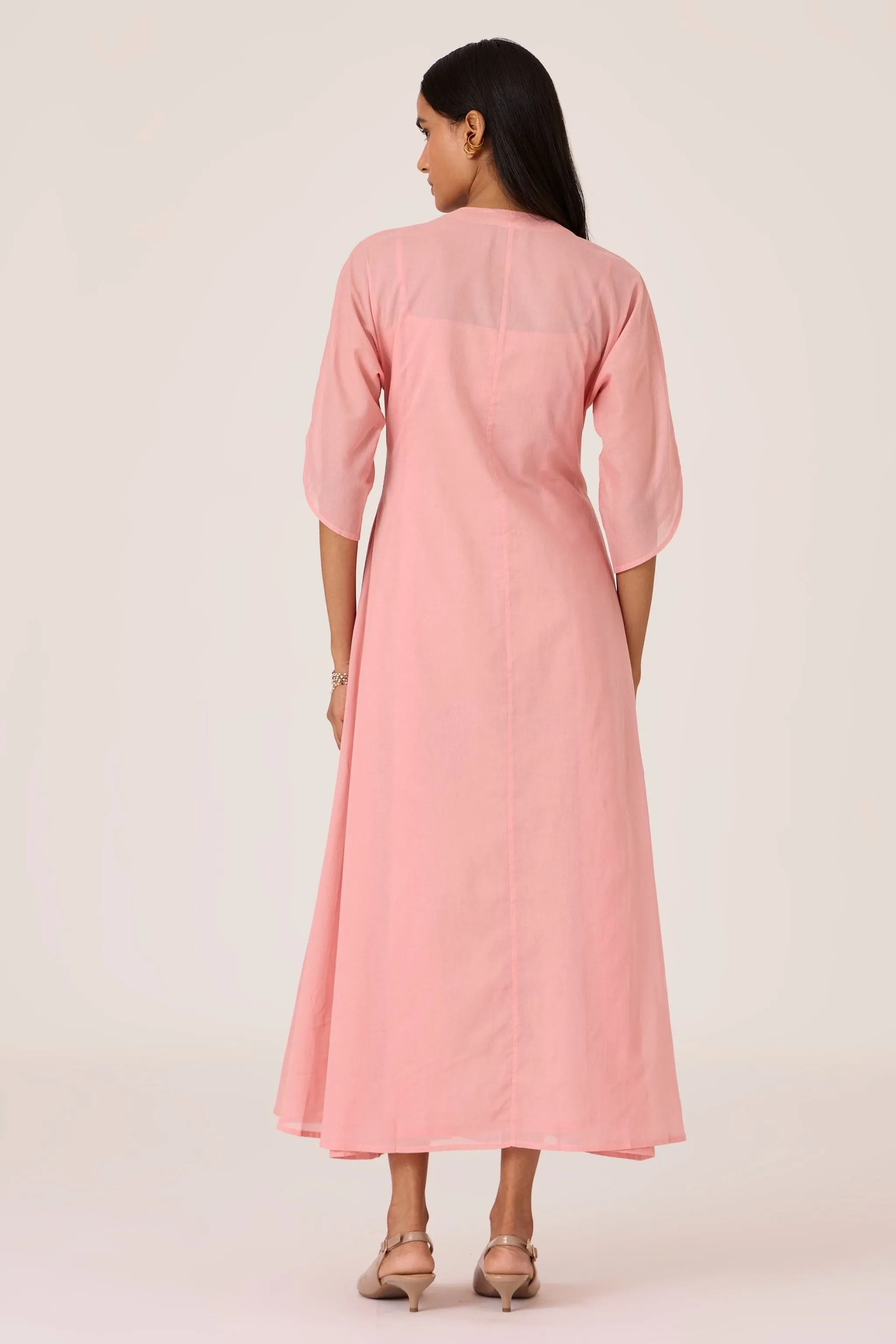 Kamil Pink Embroidered Maxi Dress