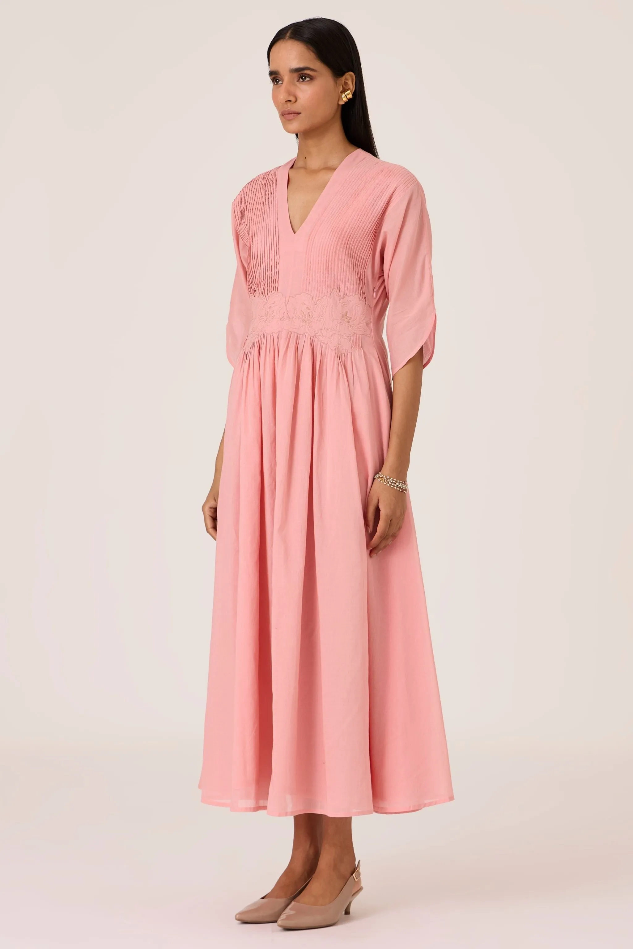 Kamil Pink Embroidered Maxi Dress