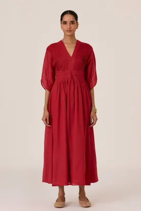 Kamil Scarlet Embroidered Maxi Dress