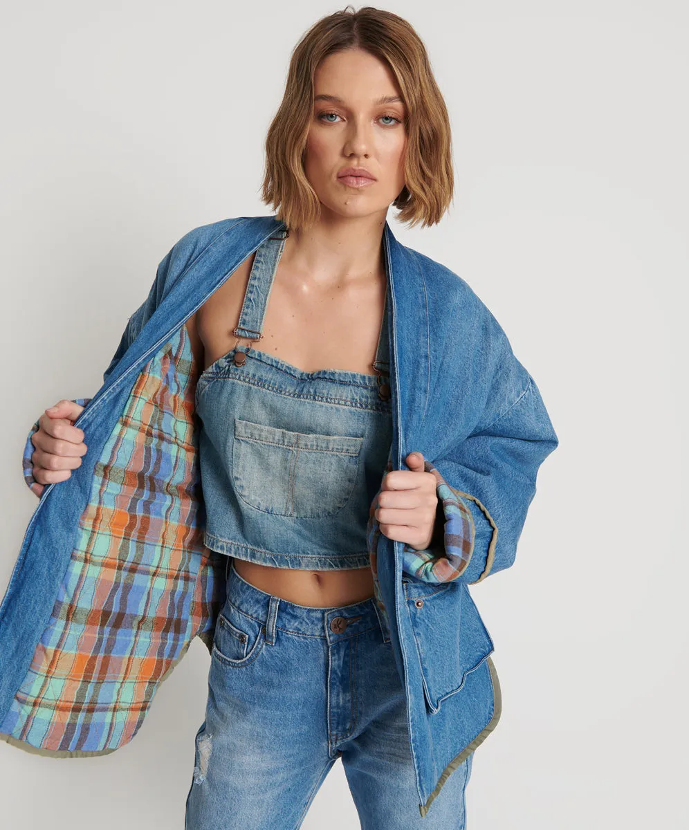 KIMONO DENIM QUILTED JACKET