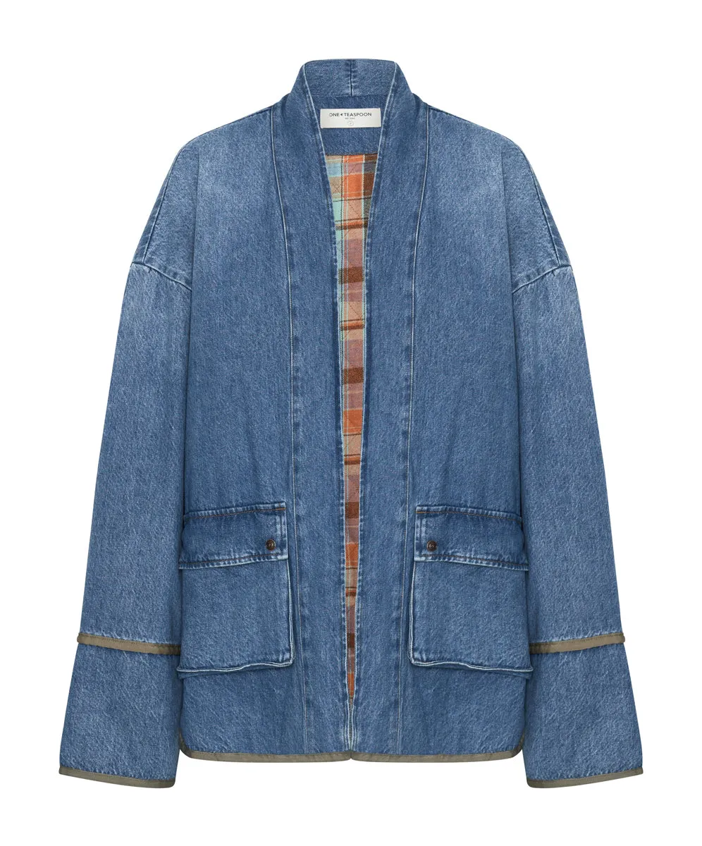 KIMONO DENIM QUILTED JACKET