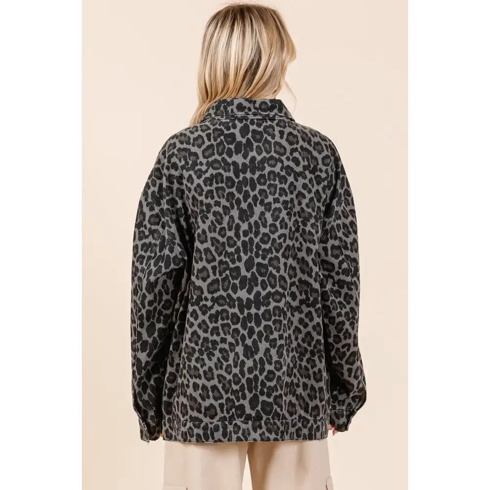 Leopard Button Up Denim Shacket in Luxury Fashion for Women