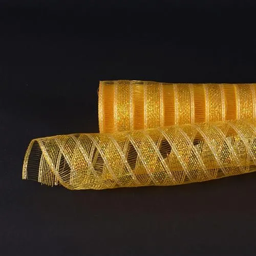 Light Gold - Deco Mesh Eyelash Metallic Stripes (10 Inch x 10 Yards)