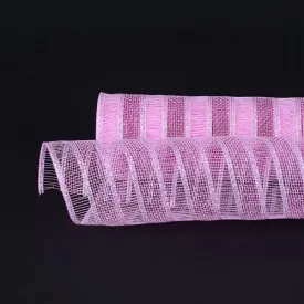 Light Pink - Deco Mesh Eyelash Metallic Stripes (10 Inch x 10 Yards)