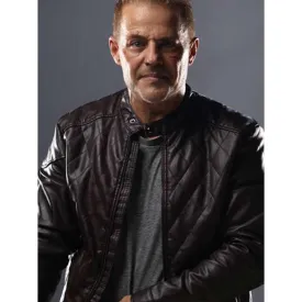 Louis Mandylor Hellhound Brown Quilted Leather Jacket