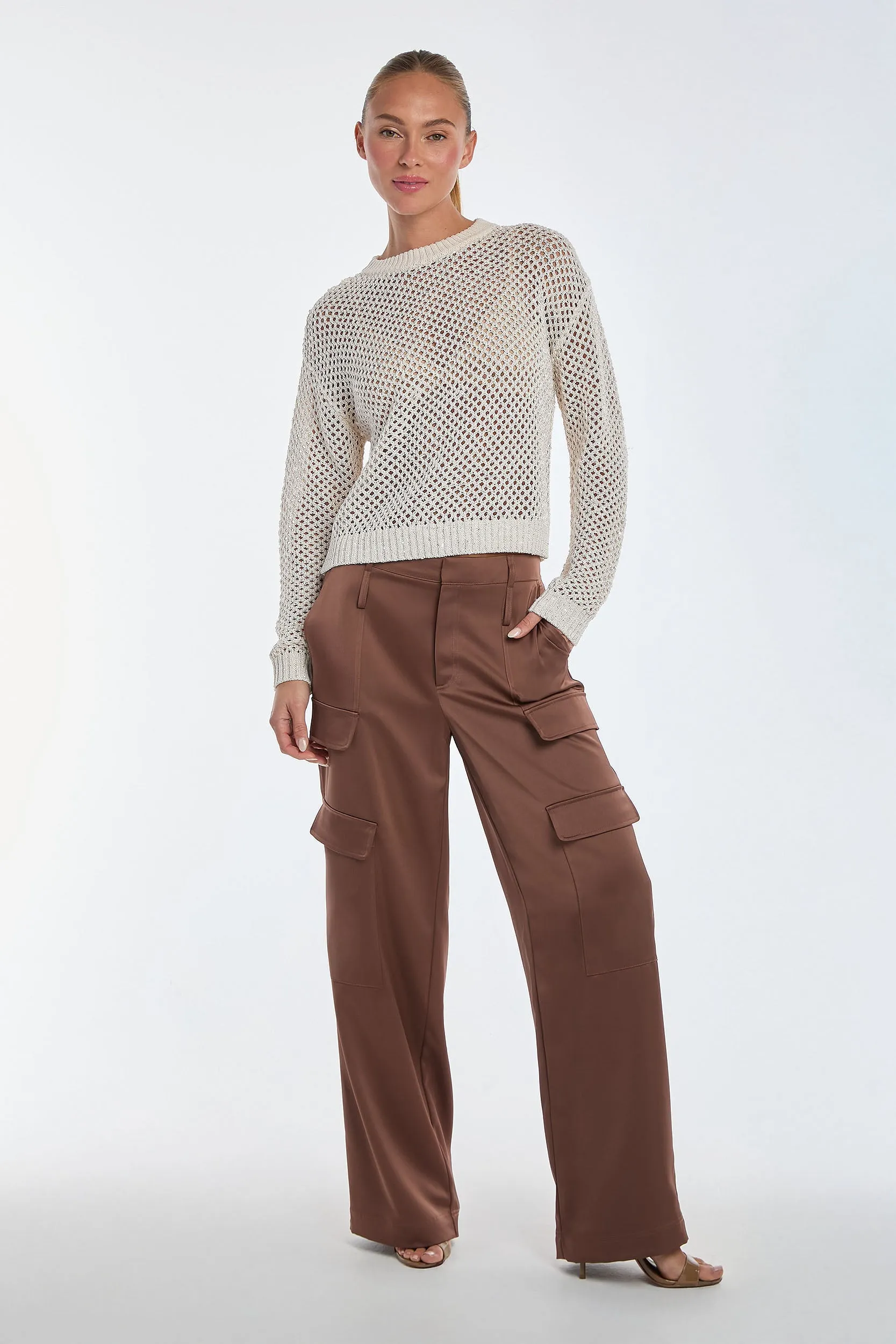 Lucie Sequin Crochet Top - Pearl