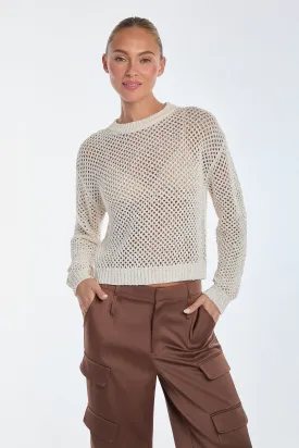 Lucie Sequin Crochet Top - Pearl