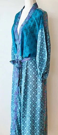 Luxurious Silk Kimono Duster, Feminine And Alluring (Royal)