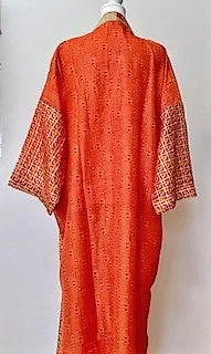 Luxury Mixed Print Silk Kimono Duster Shows Off Textures