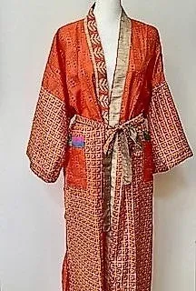 Luxury Mixed Print Silk Kimono Duster Shows Off Textures