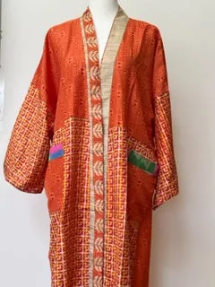 Luxury Mixed Print Silk Kimono Duster Shows Off Textures