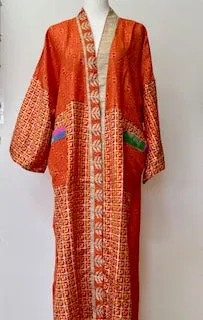 Luxury Mixed Print Silk Kimono Duster Shows Off Textures