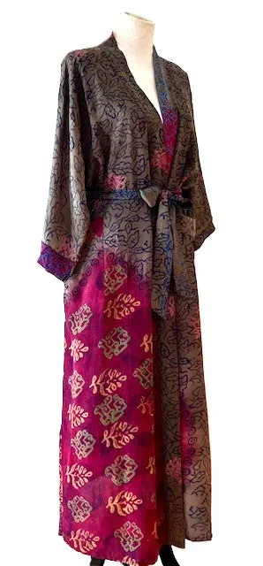 Luxury Silk Kimono Duster: Tropical Flare