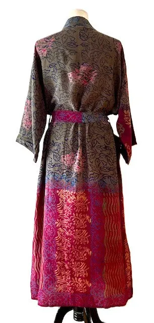 Luxury Silk Kimono Duster: Tropical Flare