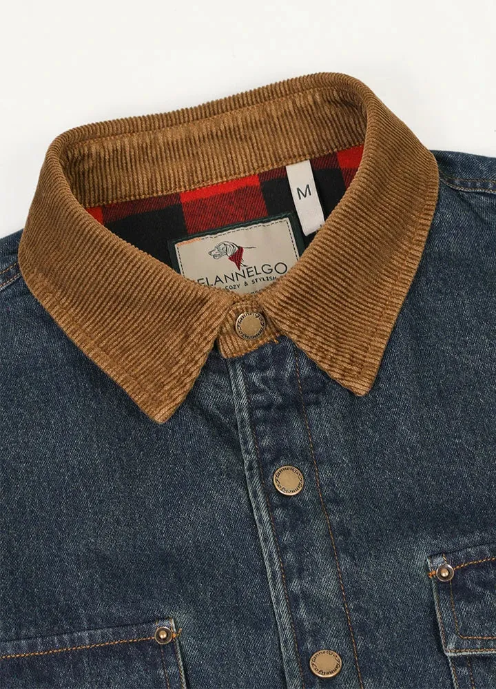 Men's Flannel Lined Utility Denim Shacket,Workwear-inspired, 11.2 oz