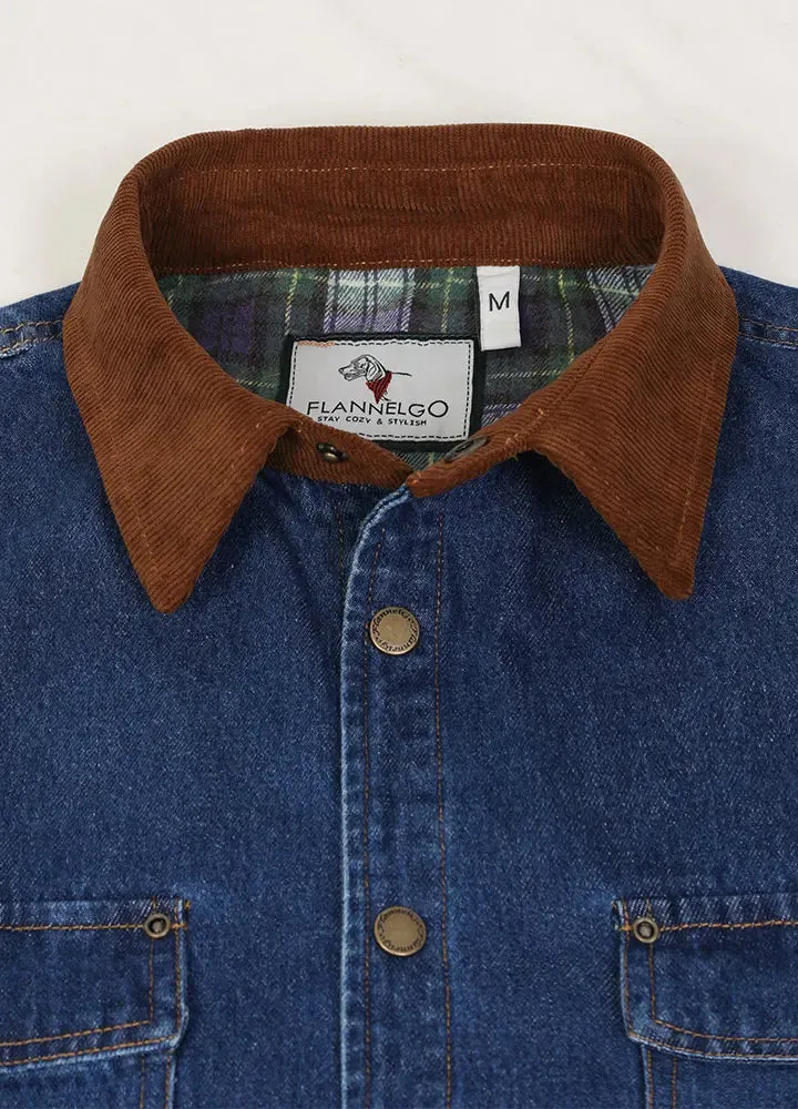 Men's Flannel Lined Utility Denim Shacket,Workwear-inspired, 11.2 oz