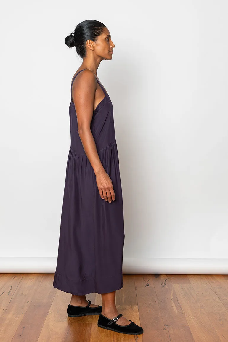 Organic Silk French Slip Dress - Deep Purple