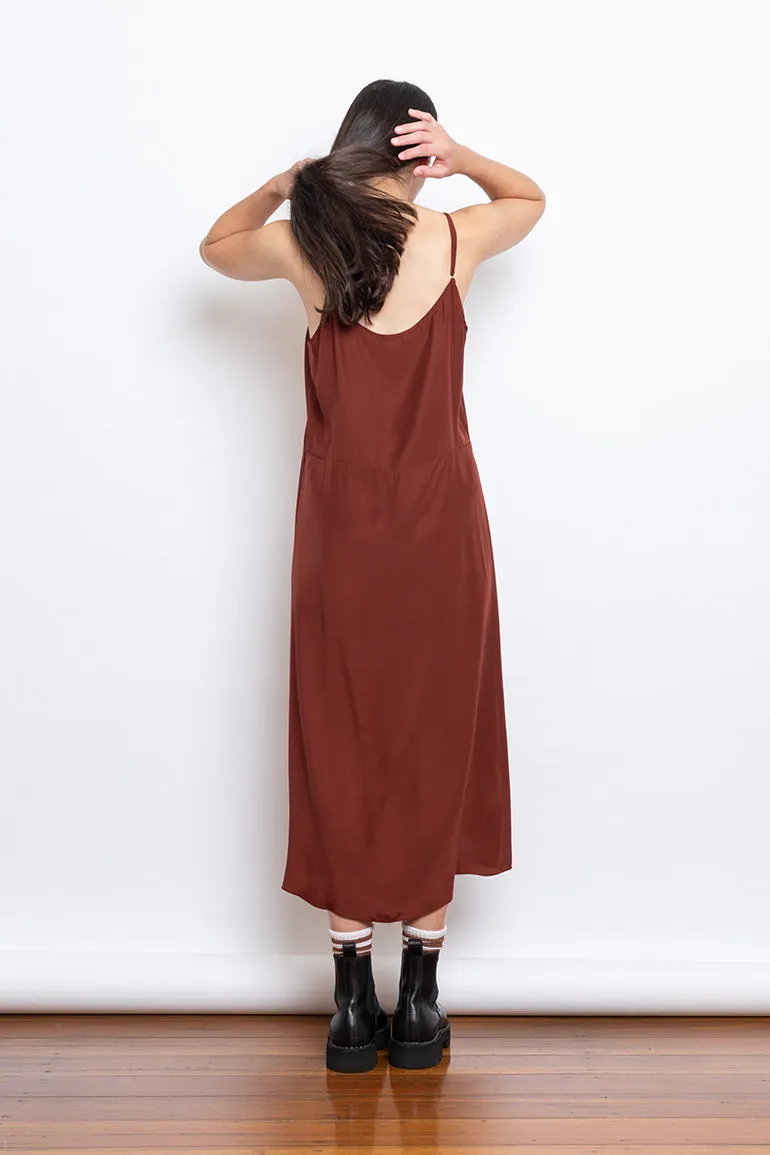Organic Silk Slip Dress - Brick