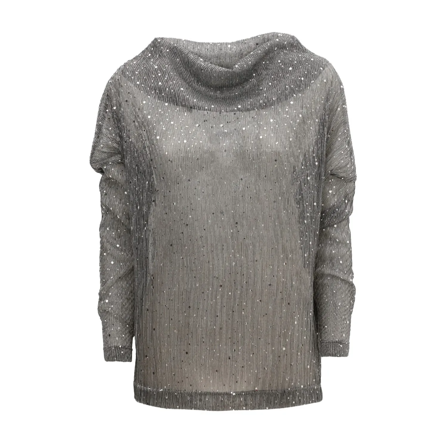 Party Semi-Sheer Glitter Drape Top Silver
