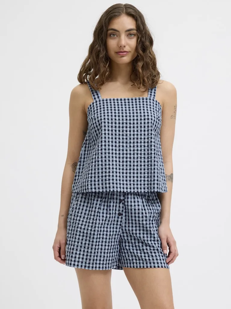 Petra Seersucker Sleeveless Top Skyway Peacoat