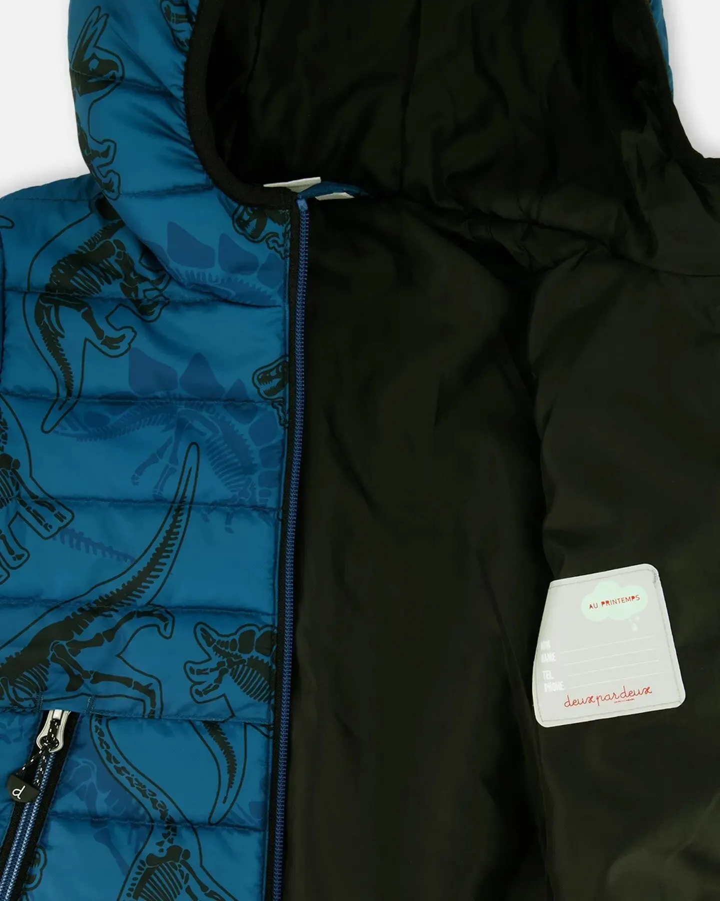 Printed Quilted Mid-Season Jacket Blue And Gray