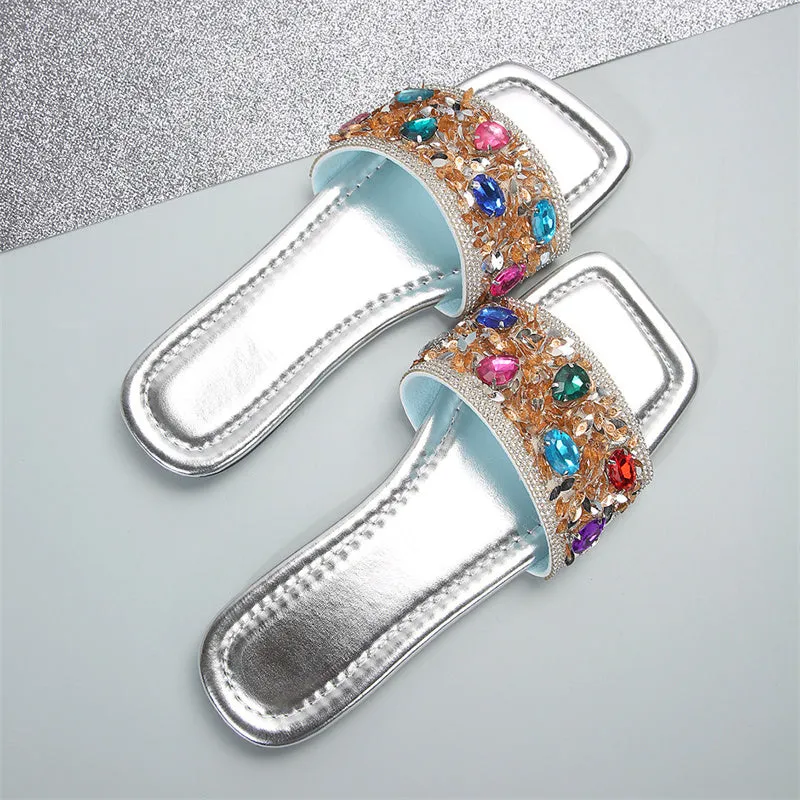 Purpdrank - Casual Patchwork Rhinestone Square Comfortable Shoes