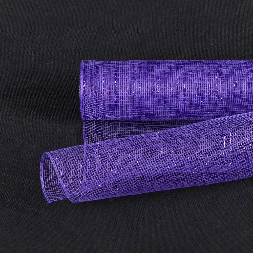 Purple Line - Deco Mesh Wrap Metallic Stripes ( 21 Inch x 10 Yards )