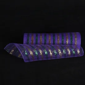 Purple with Multi Color Lines - Poly Deco Mesh Wrap with Laser Mono Stripe ( 10 Inch x 10 Yards )