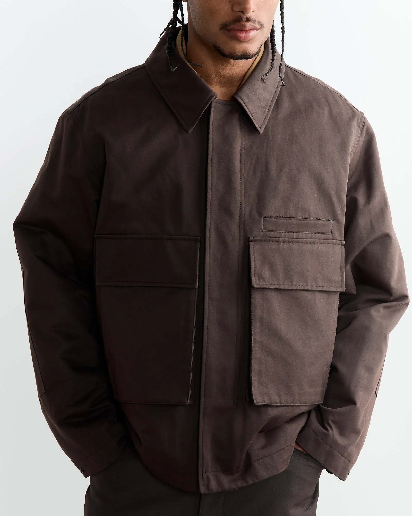 Quilted 3D Pockets Jacket in Espresso