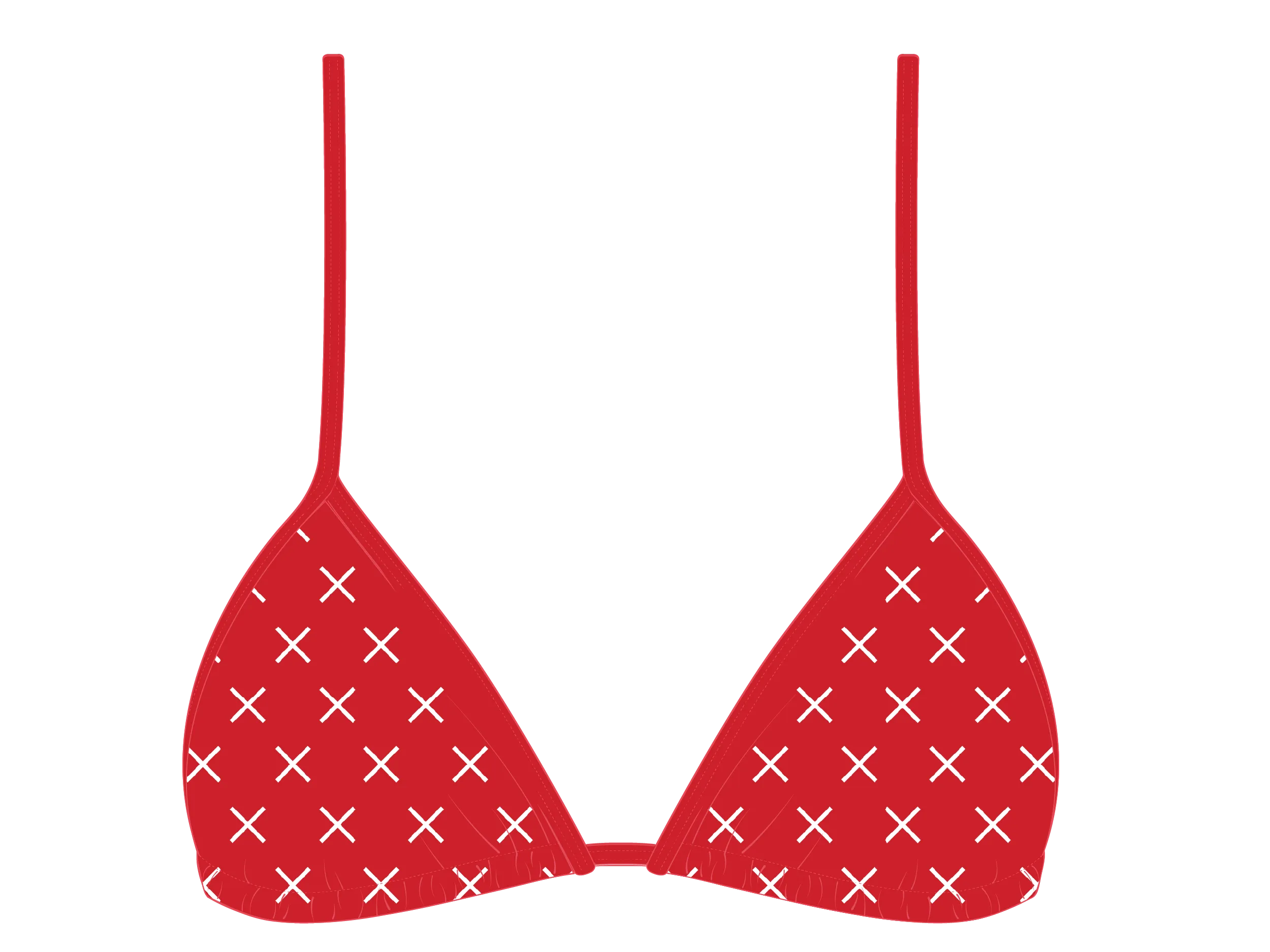 Red Logo Print Bikini Top