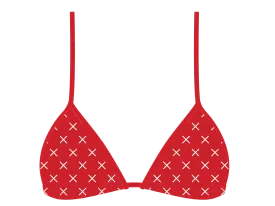 Red Logo Print Bikini Top