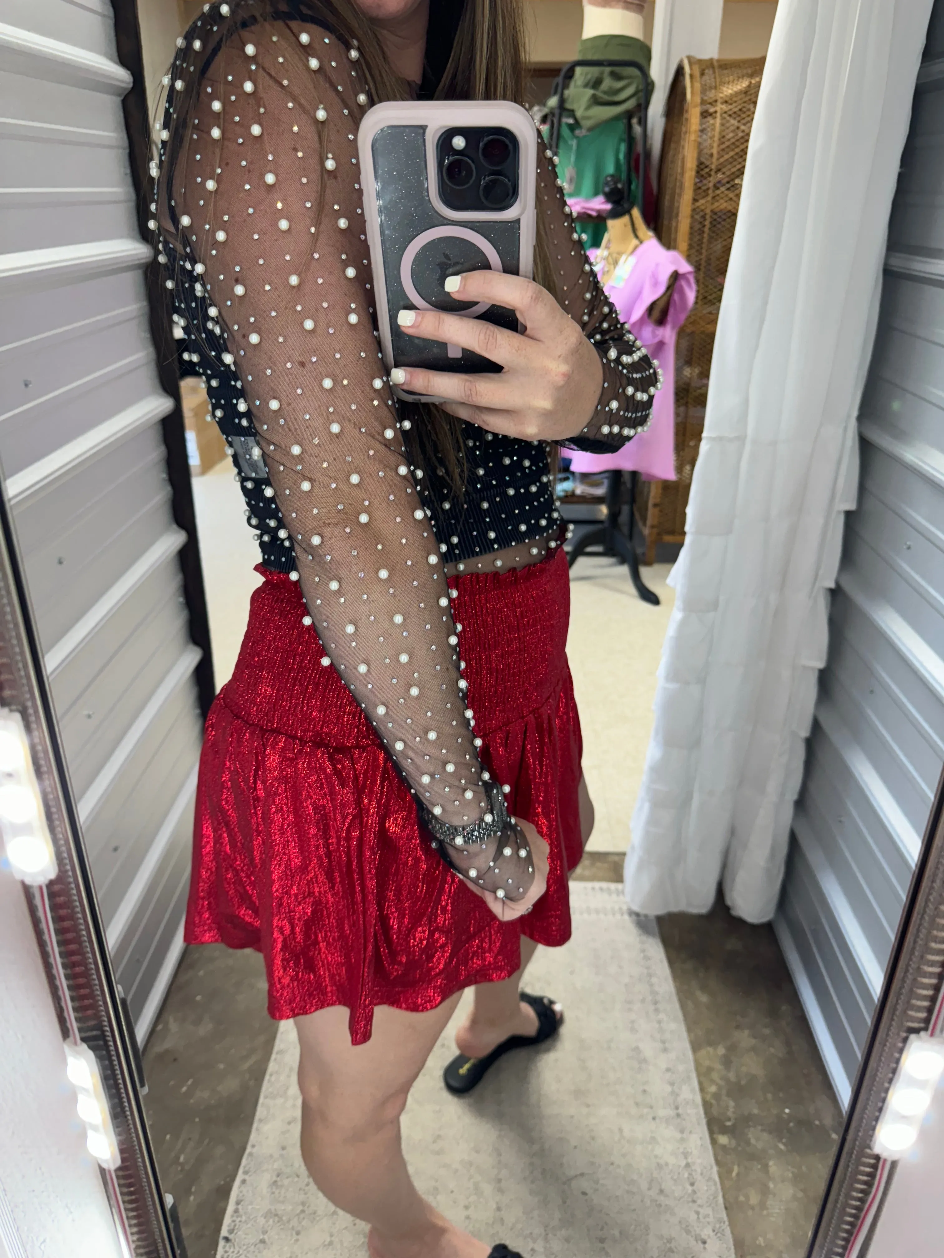 Rhinestone Studded Long Sleeve