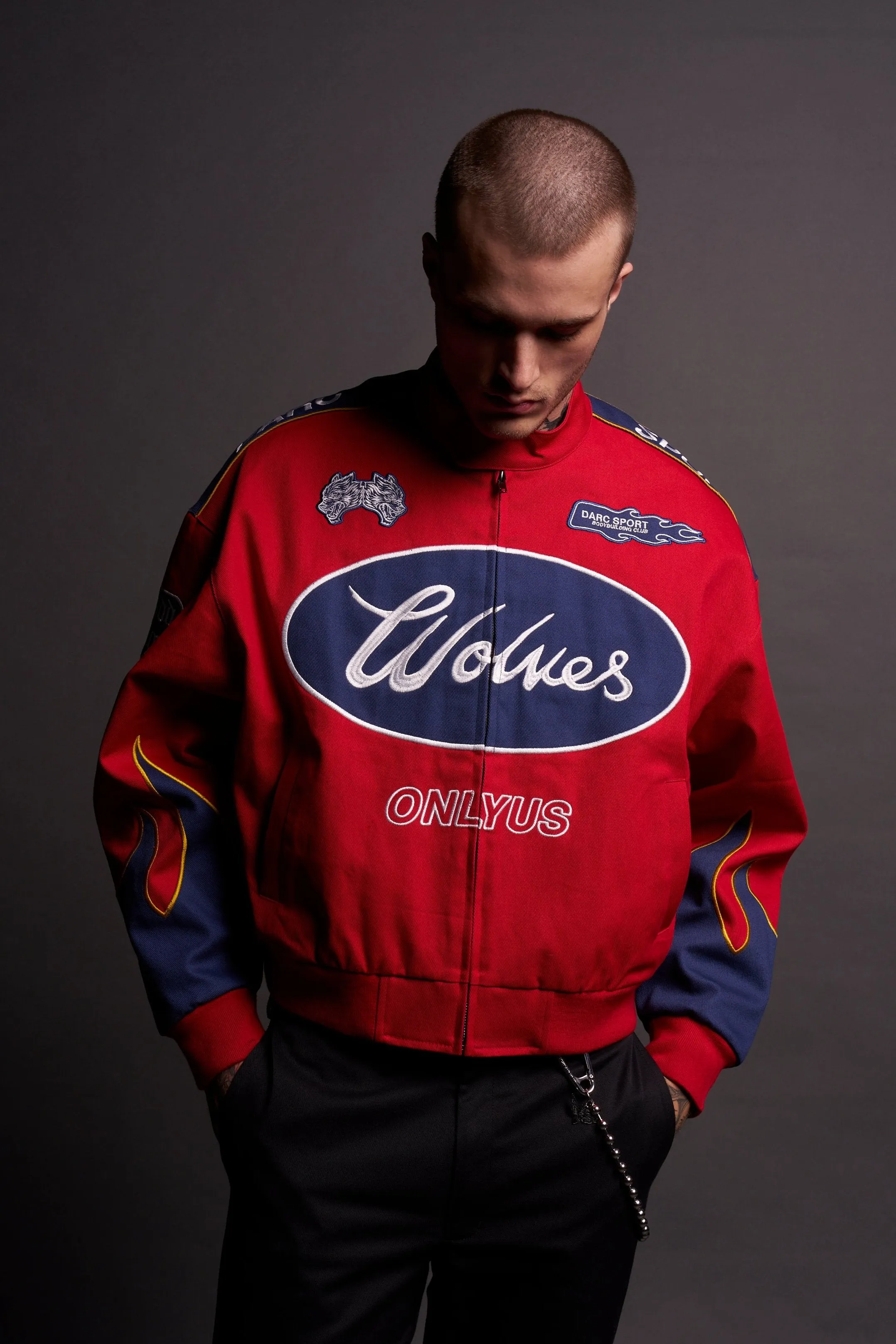 Ride The Fire Gordon Racing Jacket in Roman Red/Blue