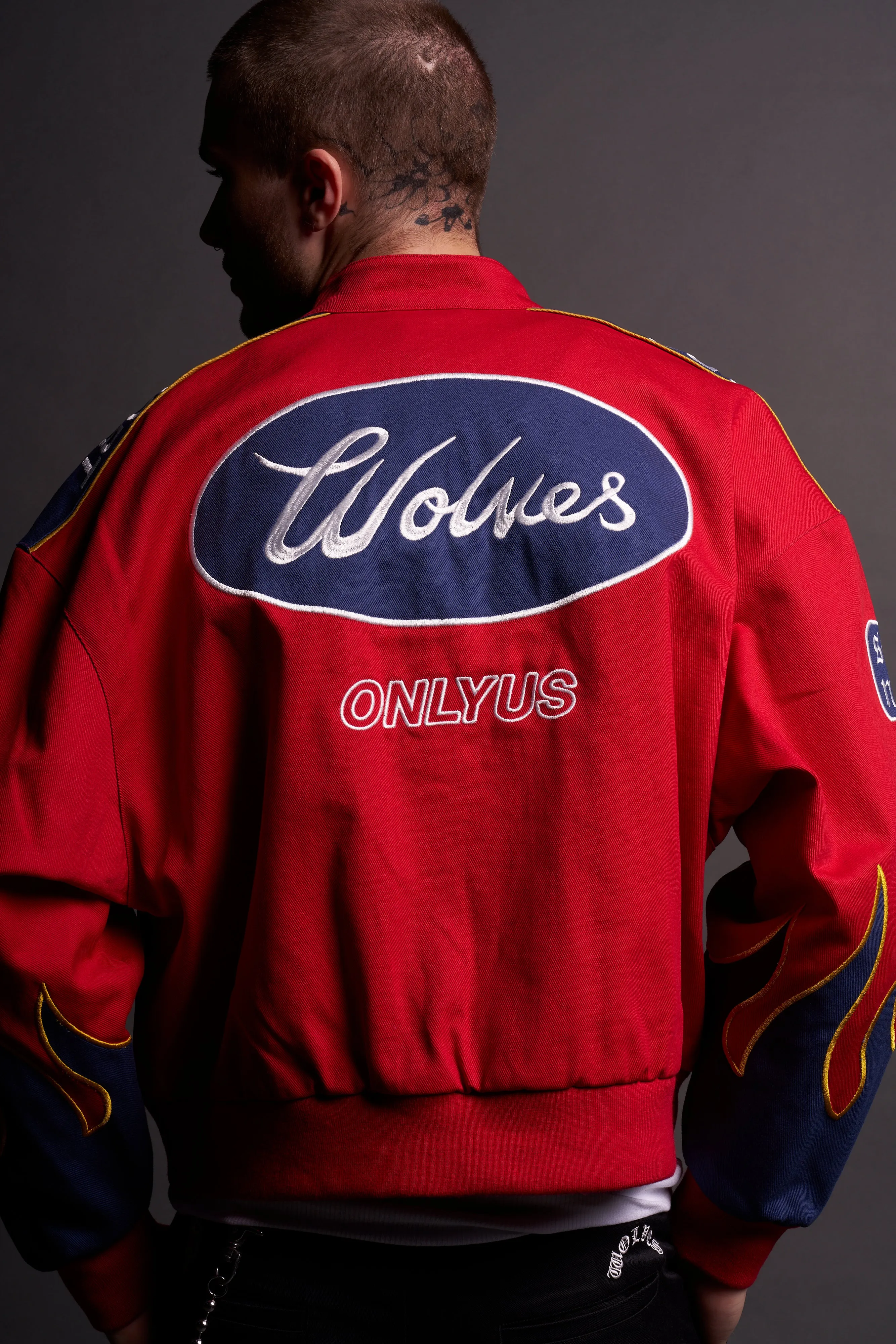 Ride The Fire Gordon Racing Jacket in Roman Red/Blue