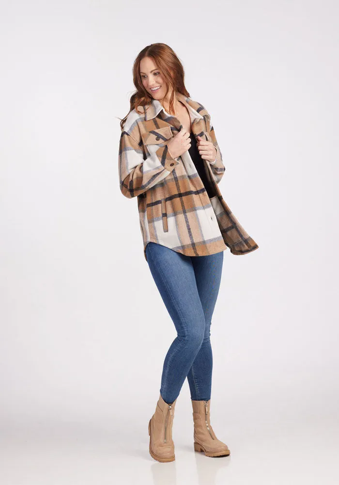Sawyer Shacket - Camel Plaid
