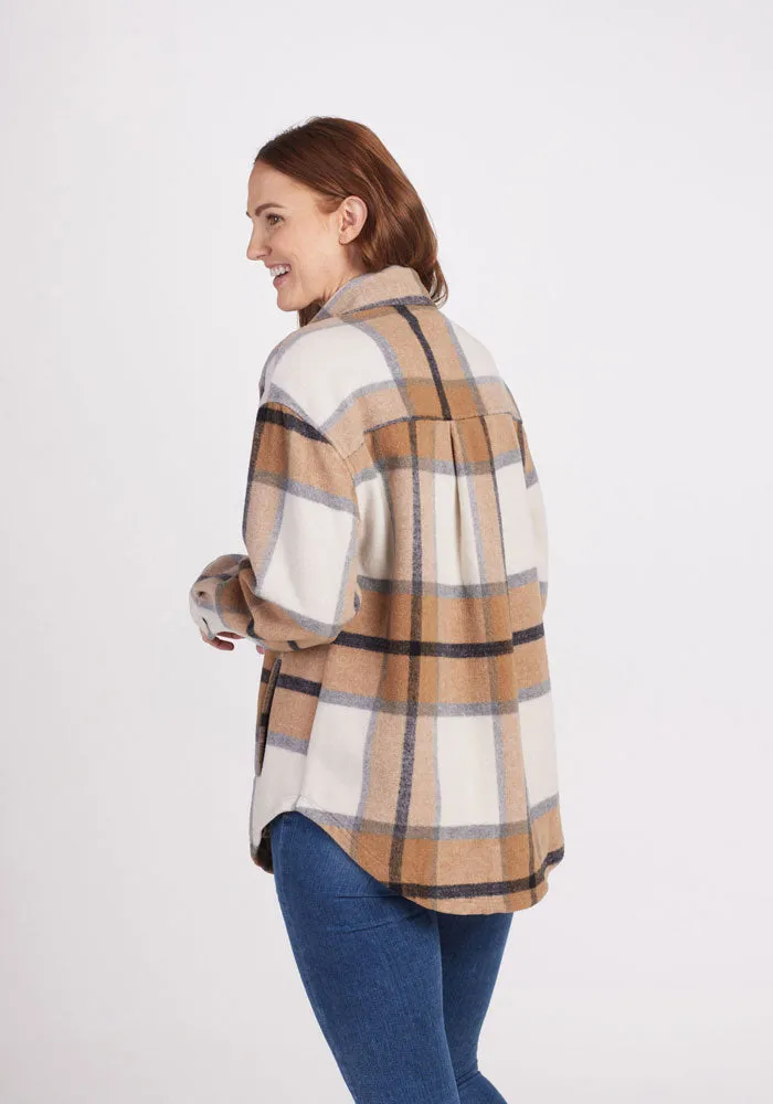 Sawyer Shacket - Camel Plaid