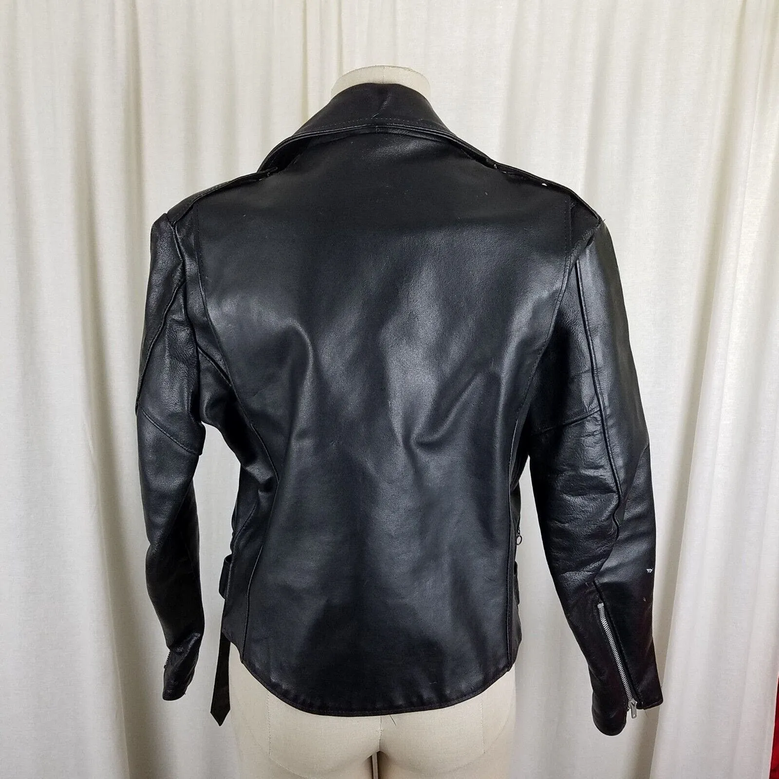 Sears The Leather Shop Motorcycle Biker Bomber Jacket Womens XS 8 Punk Grunge
