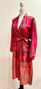Silk Kimono Duster Mixed Print (Pink Sherbert)