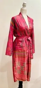 Silk Kimono Duster Mixed Print (Pink Sherbert)