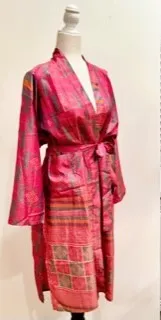Silk Kimono Duster Mixed Print (Pink Sherbert)