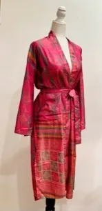 Silk Kimono Duster Mixed Print (Pink Sherbert)