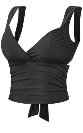 Sleeveless Open Back Tie Crop Top - Black