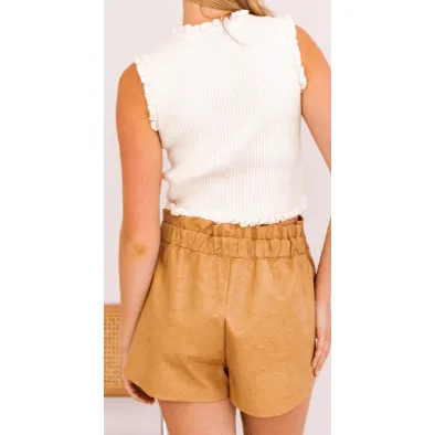 Sleeveless Pullover Ruffle Edge Top