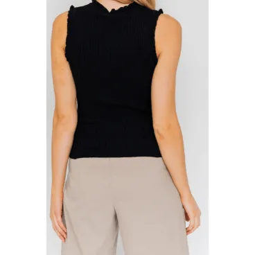Sleeveless Pullover Ruffle Edge Top
