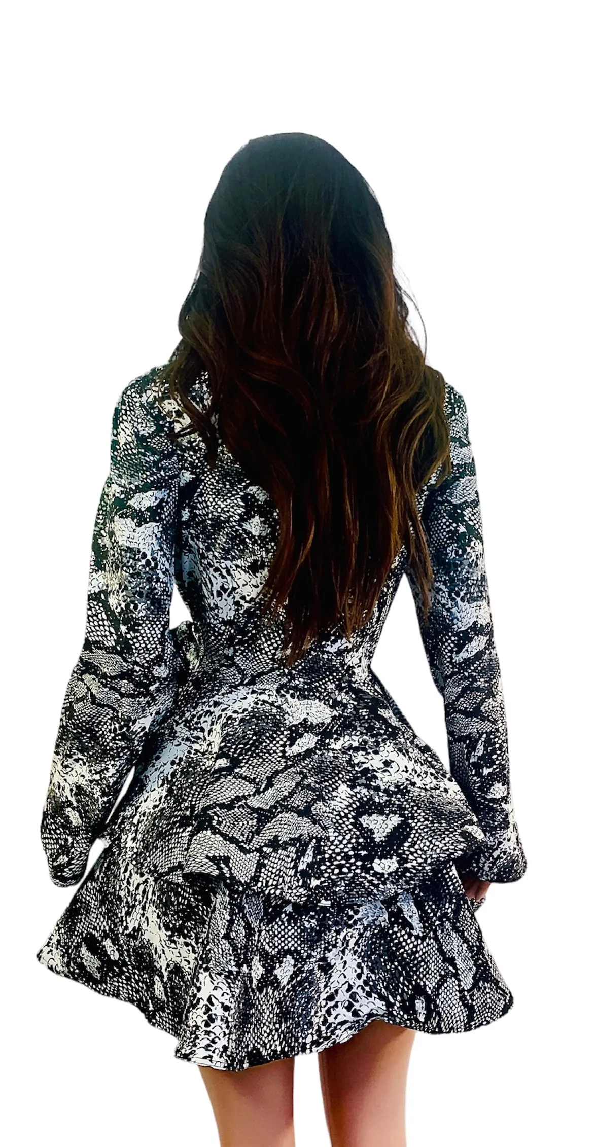 Snake Print Peacoat Trench Coat Casual Long Sleeve Belted Jacket Windbreaker Outerwear Water- Repellent Coat