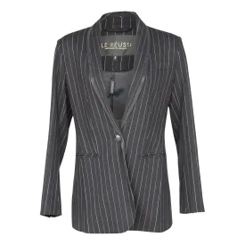 Sophisticated Black Pinstripe Tailored Blazer