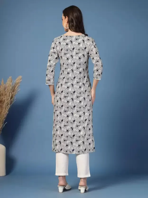 Sophisticated Grey Printed Kurta